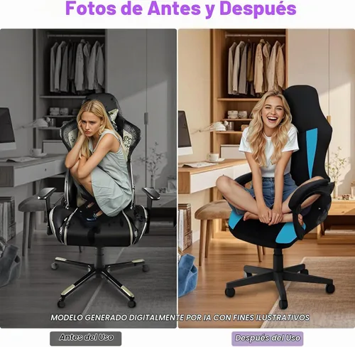 Vista 5 de Fundas para Sillas Gaming Solamente, Elásticas Suaves Gruesas de Malla Transpirable Resistentes a Rayones Funda de Asiento para Silla Gaming con 2