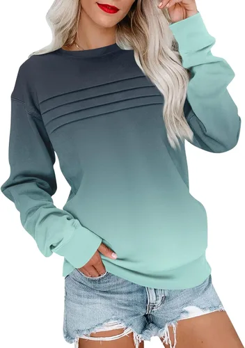 Vista 22 de Sudaderas para mujer, cuello redondo, manga larga, suave, ajuste holgado, ropa de primavera y otoño 2026, S-2XL