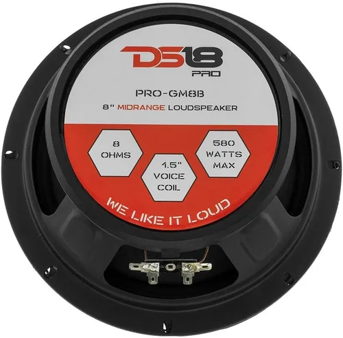 Vista 5 de DS18 2 altavoces PRO-GM8B de 8 pulgadas, rango medio, bala de aluminio roja, 580 W máximo, 190 W RMS, 8 ohmios, altavoces de puerta de audio de alta