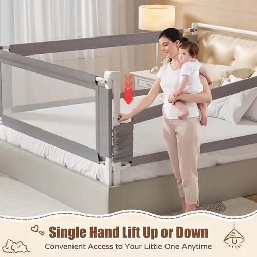 Vista 8 de Riel de cama para niños pequeños, 1 pieza de barandilla de protección de cama ajustable en altura para niños pequeños, rieles de seguridad