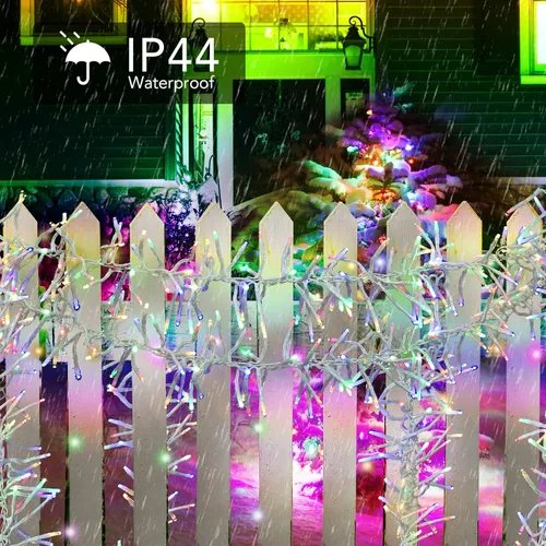 Vista 2 de Guirnalda de 400 luces LED en racimo – 19.56 pies de luces impermeables multicolor para exteriores, tira de luces enchufables para interiores