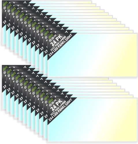 Vista 24 de OKQ - Lámpara LED de panel plano de 2 x 4 pulgadas, 5 CCT 3000K-6500K ajustables y 5 vatios seleccionables, 0-10 V regulable, luz de techo LED