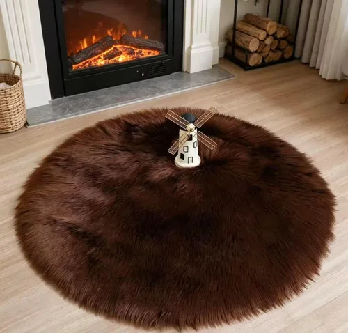 Vista 55 de Alfombra de piel sintética de 2 x 6 pies, color beige, lavable a máquina, súper suave, esponjosa, alfombra de piel de oveja mullida para dormitorio
