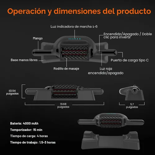 Vista 5 de Masajeador eléctrico con luz roja, masajeador de drenaje linfático para linfedema y lipedema, barra de recuperación muscular y rodillo de masaje