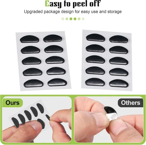 Vista 3 de Almohadillas para la nariz para gafas, diseño ultrafino de 0.051 pulgadas, almohadillas antideslizantes para la nariz con respaldo súper pegajoso