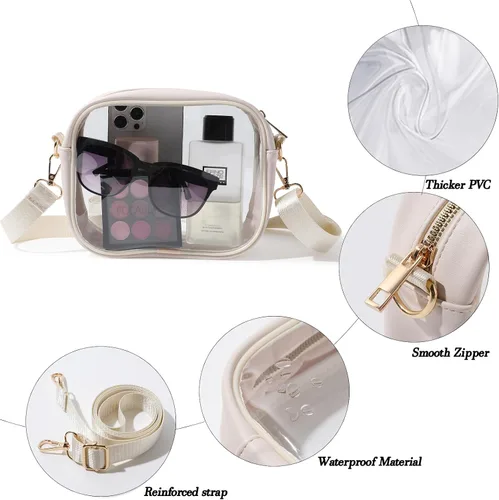 Vista 5 de TOBVZOO - Bolsa bandolera transparente aprobada para estadios, conciertos y eventos deportivos, unisex