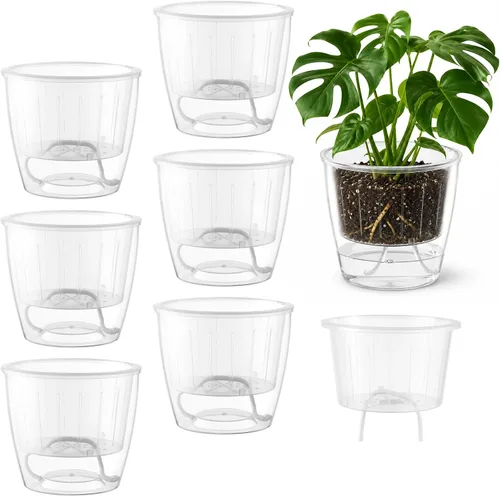 Vista 14 de Macetas de riego automático para plantas de interior, paquete de 16 macetas de riego automático con orificios de drenaje, macetas pequeñas