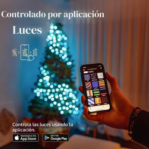 Vista 2 de Twinkly TWC400STP - Tira de 400 luces LED RGB multicolor, controladas por aplicación, para Navidad, con cable verde (19.5 pies), compatibles con IoT