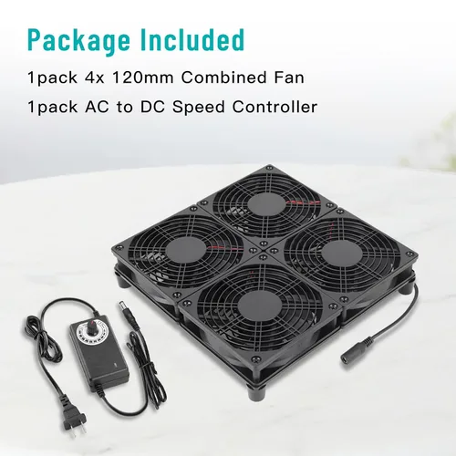 Vista 6 de Router Laptop Cooling Pad 4X 4.724 in Ventilador de computadora con enchufe de CA Ventilador de velocidad variable para bricolaje Electrónica Caja