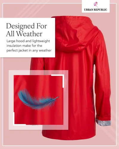 Vista 5 de URBAN REPUBLIC - Chaqueta de lluvia para mujer - Impermeable ligera y cortavientos para mujer (S-3XL)