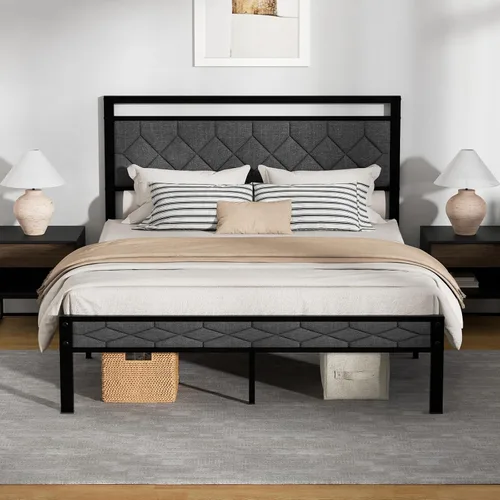 Vista 16 de Z-hom Base de cama matrimonial tapizada de fácil montaje y cabecera