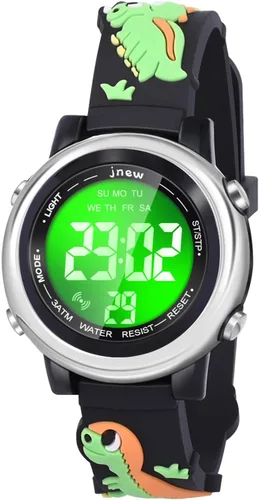 Vista 18 de Viposoon Relojes para niños con alarma impermeable, regalos de dinosaurios para niños y niñas de 3 a 10 años Verde militar