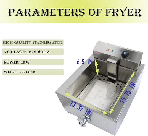 Vista 4 de Freidora comercial de acero inoxidable con 2 moldes de anillo para pasteles, donas, pollo frito, papas fritas
