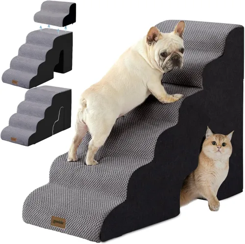 Vista 12 de ZOMISIA Escaleras para perros grandes con túnel, 24 pulgadas de alto, 5 escalones para cama alta