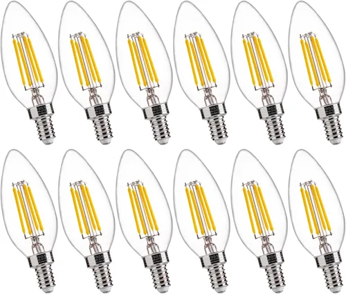 Vista 13 de FLSNT Bombillas LED ámbar para candelabros equivalentes a 40 W, bombillas LED B11 E12, 2200 K blanco cálido, regulable, 330 lm, 96 unidades UL