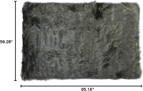 Vista 2 de Luxe - Alfombra Hudson de piel sintética con pelo suave y esponjoso, lavable a máquina, con respaldo antideslizante, alfombra de área libre de Negro