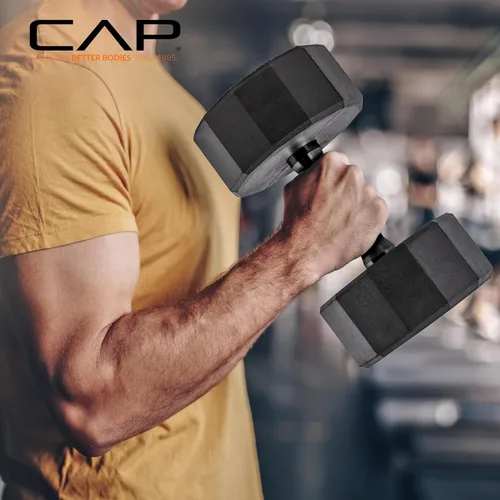 Vista 8 de CAP Barbell Juego de mancuernas hexagonales recubiertas de 150 libras con estante vertical Múltiples opciones