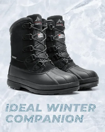 Vista 8 de NORTIV 8 Botas de nieve impermeables y aisladas para hombre para trabajo en invierno Negro