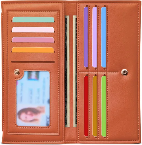 Vista 19 de Tipmile Cartera ultra delgada para mujer, cartera de cuero plegable para mujer, cartera RFID, cartera de bloqueo RFID para tarjetas de crédito