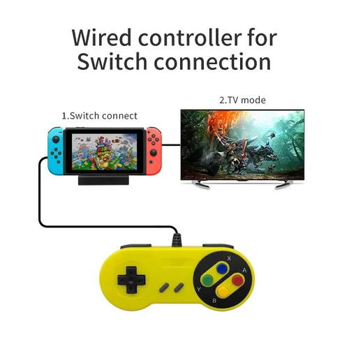 Vista 6 de Coiorvis Wired Controller for Switch, USB controller for PC Emulator Game, Mobile Controller (Yellow)