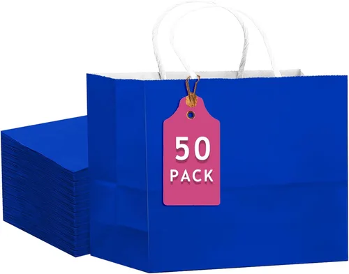 Vista 27 de qiqee Paquete de 50 bolsas de regalo de papel negro con asas a granel 13"x10.3"x4.6" bolsas de favor para fiestas de tamaño grande múltiples usos