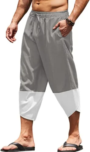 Vista 2 de Patchwork Pants for Men Comfy Loose Fit Capri Pant Stylish Quick Dry Fall Sweatpants Sport Gym Workout Joggers Jeans