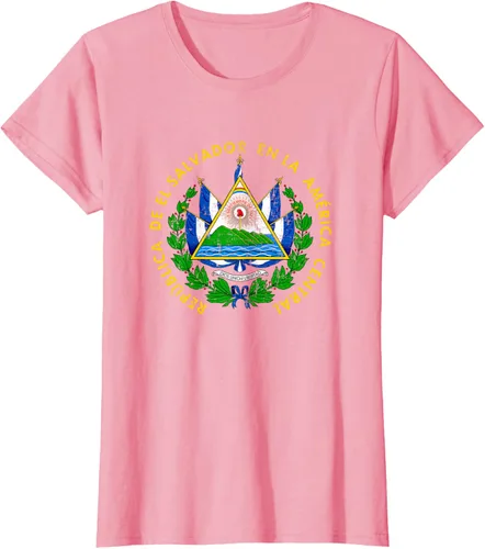 Vista 14 de Escudo de armas de El Salvador Salvadoran Distressed Design T-Shirt