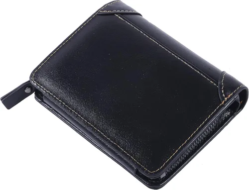 Vista 3 de Essencedelight - Cartera para hombre de piel sintética delgada tarjetero de crédito bolsillo con cremallera monedero casual para hombre regalo corto