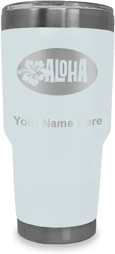 Vista 9 de LaserGram Taza aislada al vacío de 20 onzas, Aloha, grabado personalizado incluido (negro) Engraved Gift, Vacuum Insulated Stainless Steel, Laser