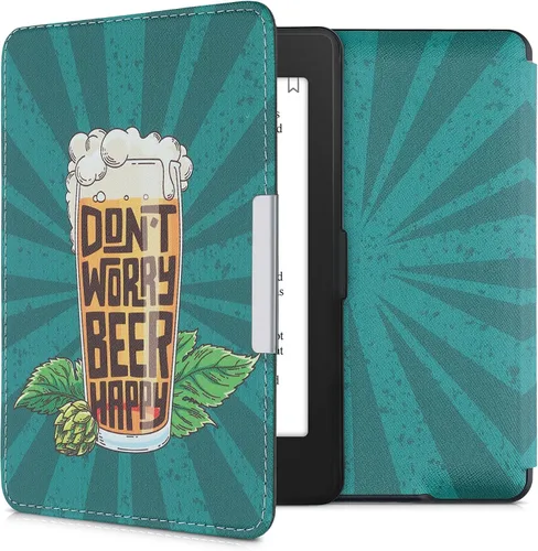 Vista 18 de kwmobile Funda compatible con Amazon Kindle PaperWhite - Funda para lector electrónico - Azul pez pequeño/azul claro/blanco