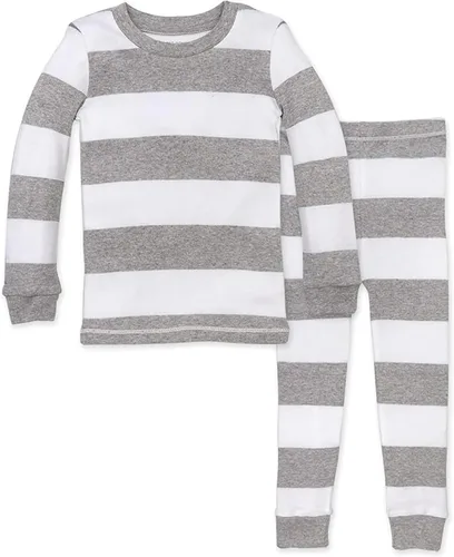Vista 22 de Burt's Bees Baby Pijama de algodón orgánico para niños, conjunto de pijama Paquete de 1 temporada de Apple