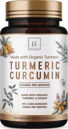 Vista 10 de Suplemento de curcumina de cúrcuma con 95% de curcuminoides, cúrcuma orgánica y jengibre de 1750 mg, pimienta negra BioPerine para una mejor