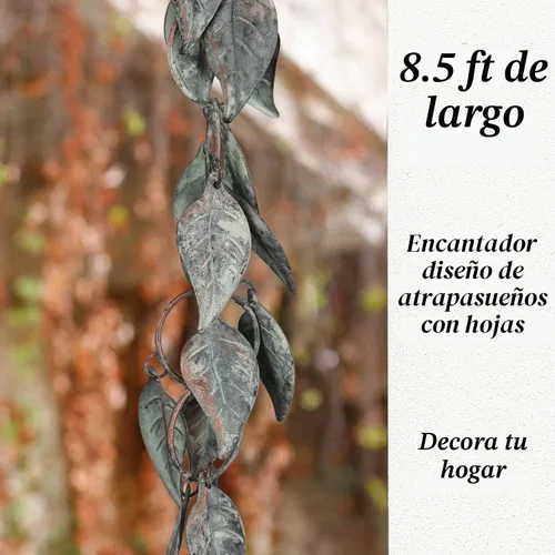Vista 2 de Cadena de lluvia de 8.5 pies, cadenas de lluvia para canalones, bajantes de Hojas