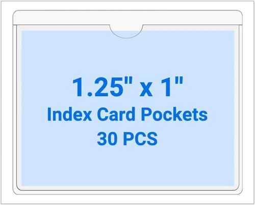 Vista 56 de 30 PCS Clear Self Adhesive Plastic Label Pockets, Top Loading Business & Library Index Card Holders, Peel and Stick Sleeves for Storage Bins, Totes
