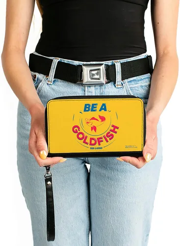 Vista 3 de Buckle-Down PU Zip Alrededor Cartera Rectángulo Ted Lasso Be a Goldfish Cita Amarillo Azul Rojo, Ted Lasso, Casual
