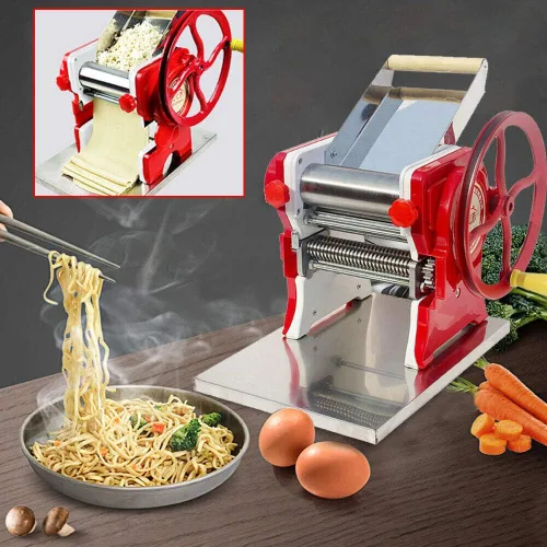 Vista 5 de TFCFL Máquina manual de prensa de fideos de acero inoxidable con ancho de fideos de 0.118 in de ancho ajustable y colgador de fideos