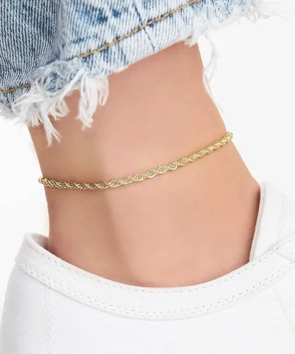 Vista 3 de Barzel Tobillera trenzada chapada en oro de 18 quilates para mujer, fabricada en Brasil, Metal
