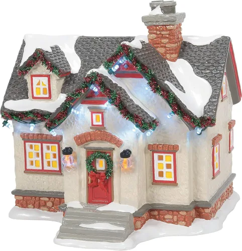 Vista 2 de Department 56 Ceramic Snow Village The Peanuts House Lit - Juego de construcción y accesorios, 7.44 pulgadas, multicolor