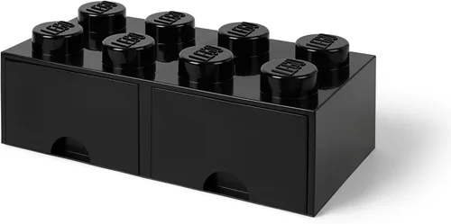 Vista 12 de LEGO - Cajón de ladrillos, 8 perillas, 2 cajones, caja de almacenamiento apilable, color verde menta aguamarina Stackable Storage Box 2 Pull-Out