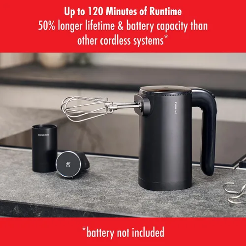 Vista 6 de ZWILLING Xtend - Juego de batidoras de mano inalámbricas, batidora de mano eléctrica de 3 velocidades con batidores y ganchos para masa, potente