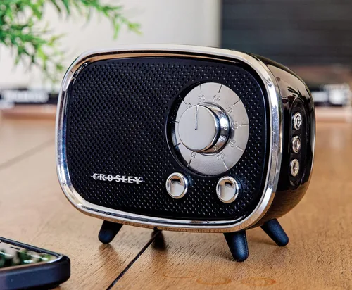Vista 2 de Altavoz Crosley CR3039A-BK Rondo Retro portátil recargable con Bluetooth, color negro