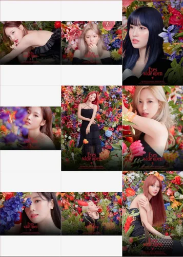 Vista 8 de Twice Eyes Wide Open 2nd Album versión aleatoria CD1P cartel lírico en paquete88p PhotoBook1p tarjeta de mensajeDIY Sticker5p PhotoCardMensaje