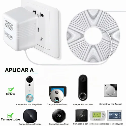 Vista 2 de Dreyoo Transformador de timbre, adaptador de cable C de 24 V compatible