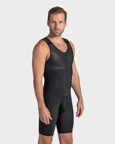 Vista 4 de Body completo de compresión con control de abdomen faja moldeadora postquirúrgica para hombre