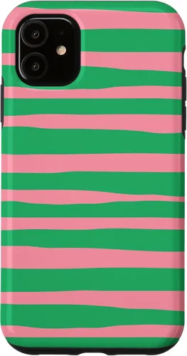 Vista 8 de Pink and Green Stripes aka Streaks Case for iPhone 16