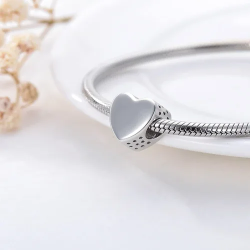 Vista 4 de PEIMKO Personalized Photo Charm Fit Snake Bracelet Sterling Silver Customized Picture Round Shape Bead