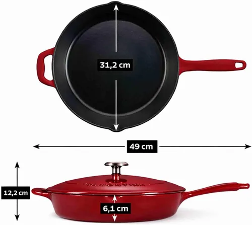 Vista 6 de Tramontina Sartén de hierro fundido esmaltado y horno holandés Sartén perfecta para freír, sellar, estofar y cocinar de horno a mesa