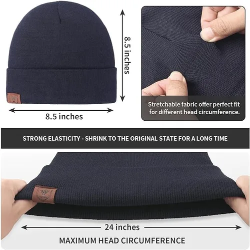 Vista 2 de Gorro de invierno para uso diario, forro polar térmico para esquiar, para hombres y mujeres