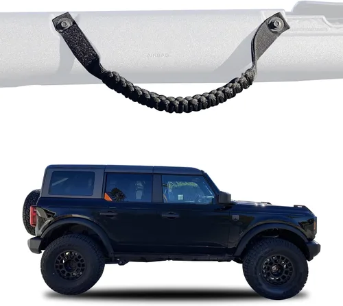 Vista 5 de Asas de agarre para barra antivuelco, mango de agarre Paracord para Ford Bronco, paquete de 2 (color negro)
