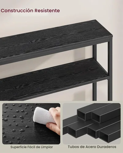 Vista 4 de VASAGLE Mesa consola, mesa de sofá estrecha de 2 niveles con 2 estantes, 7.9 x 31.5 x 31.5 pulgadas, para sala de estar, pasillo, entrada, gris Gris